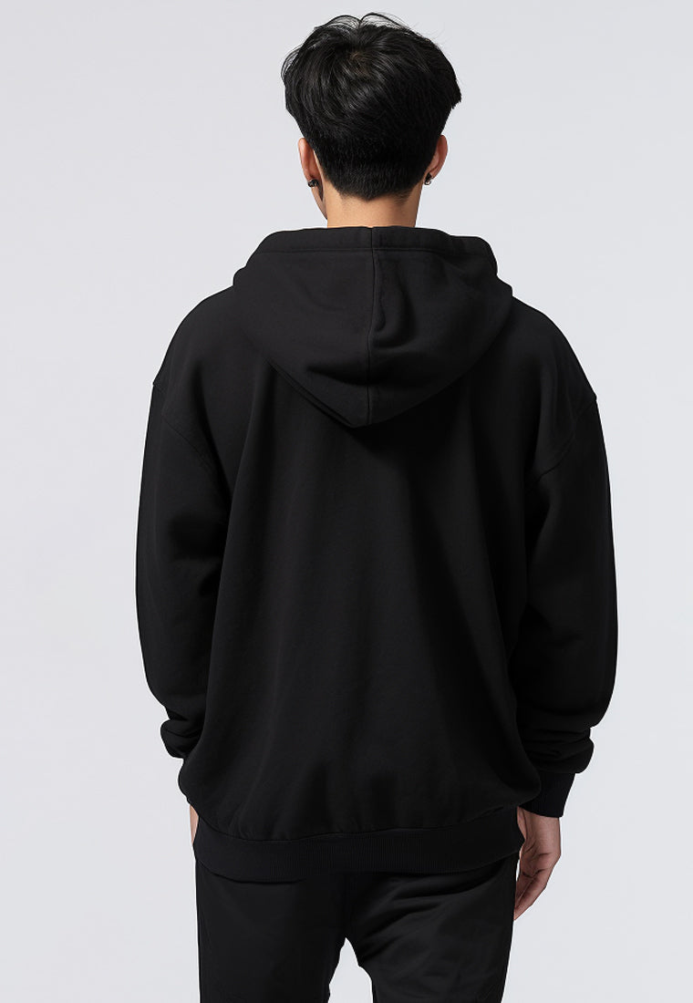 MOB08 Hoodie Oversize Bahan Scuba Tebal Scubalux "daisy katanana" hitam