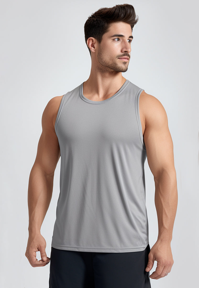 MSA12 baju kutung gym tank top sleeveless tees polos abu muda