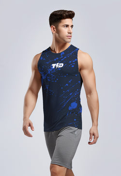 MSA31 Tank Top Muscle Tee Gym Crossfit Olahraga Td Bolt Anti Bau 4way stretch "blue splat"