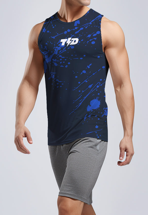 MSA31 Tank Top Muscle Tee Gym Crossfit Olahraga Td Bolt Anti Bau 4way stretch "blue splat"