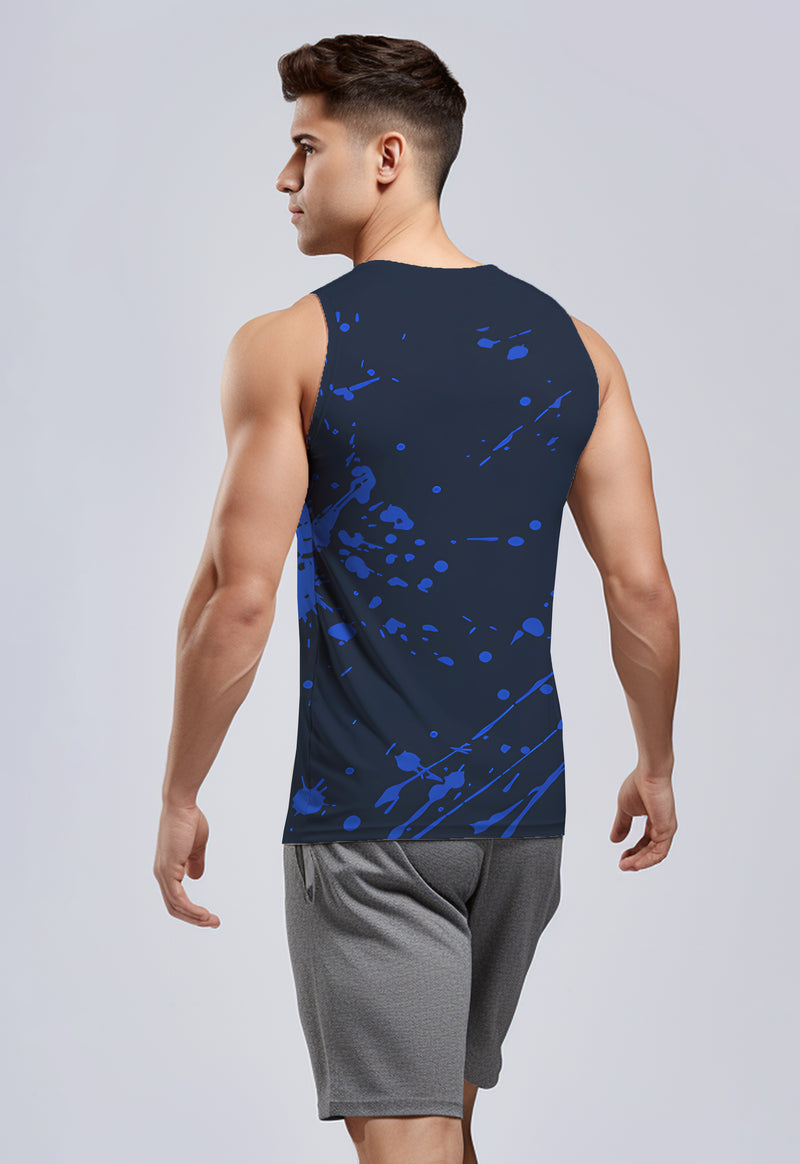 MSA31 Tank Top Muscle Tee Gym Crossfit Olahraga Td Bolt Anti Bau 4way stretch "blue splat"