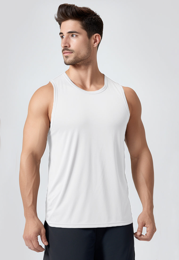 MSA34 Muscle Tank Top Putih Pria polos putih