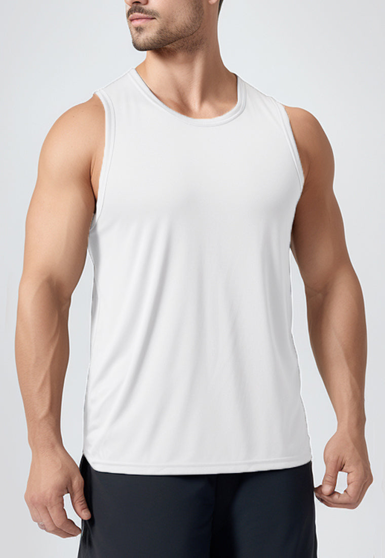 MSA34 Muscle Tank Top Putih Pria polos putih