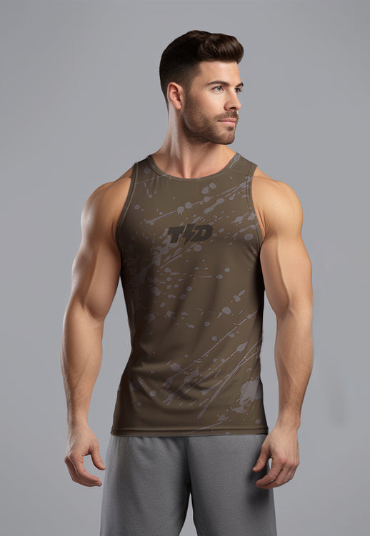 MSA37 Muscle Tank Top Pria Gym Lari Crossfit SuperAirDry Lite Mocha Brown