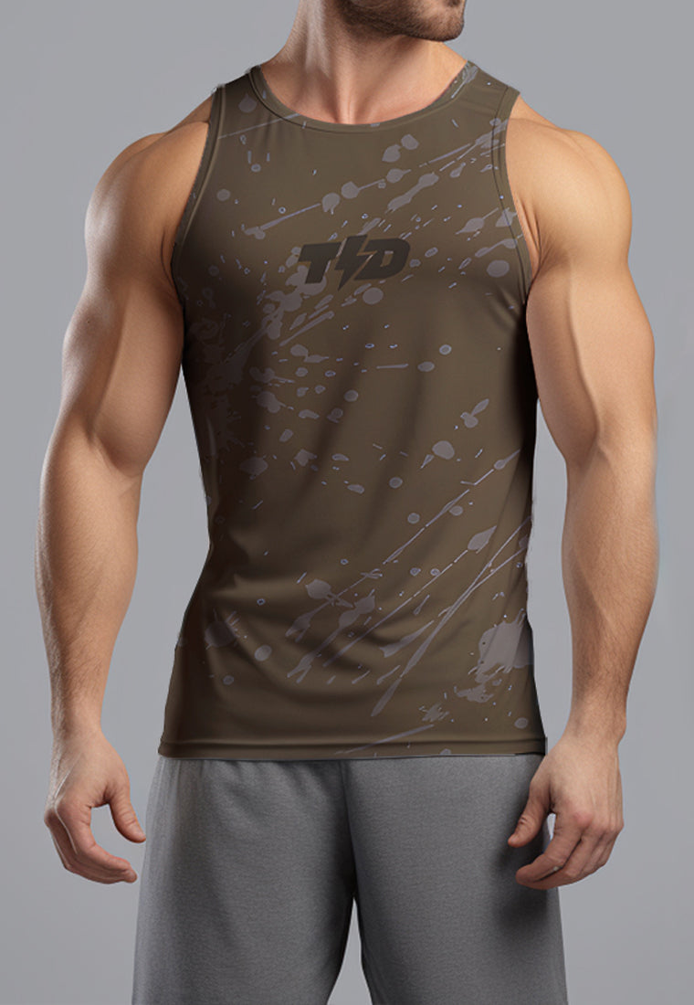 MSA37 Muscle Tank Top Pria Gym Lari Crossfit SuperAirDry Lite Mocha Brown