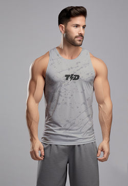 MSA38 Muscle Tank Top Pria Gym Lari Crossfit SuperAirDry Lite Stone Grey