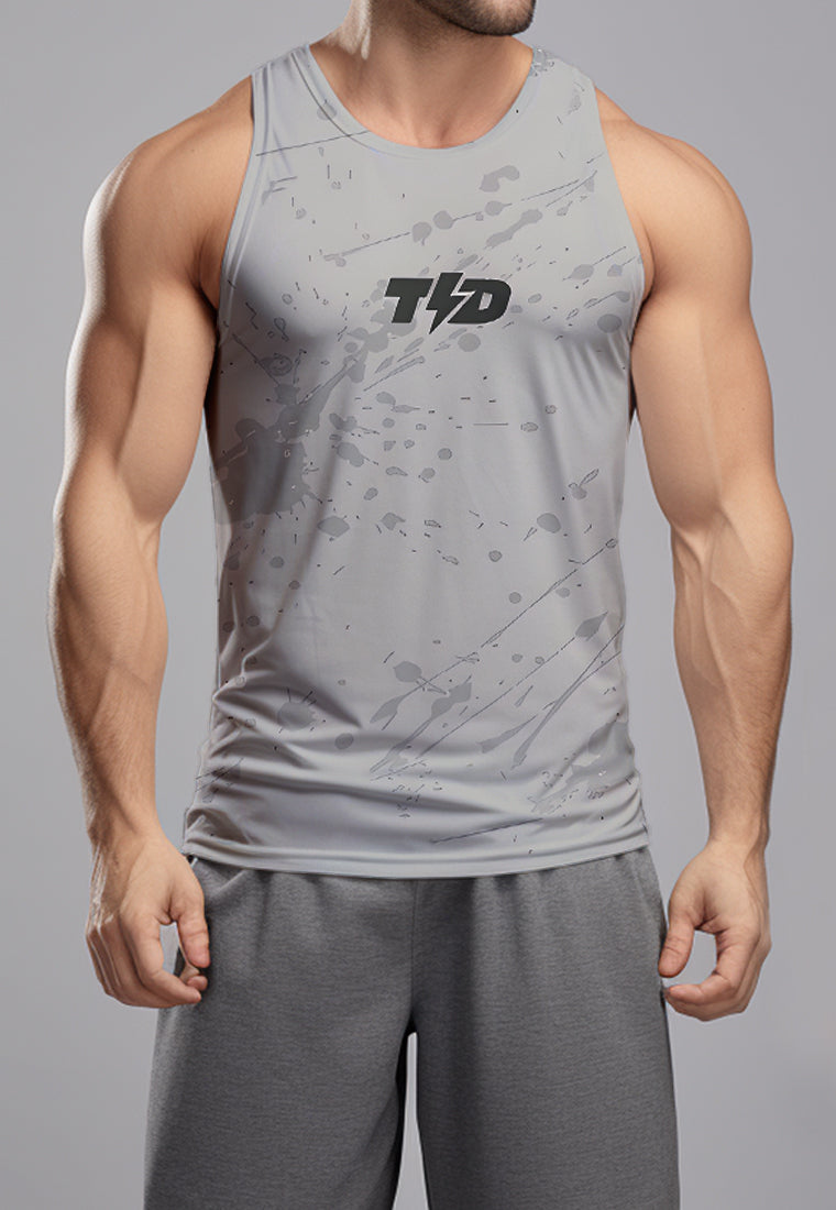 MSA38 Muscle Tank Top Pria Gym Lari Crossfit SuperAirDry Lite Stone Grey