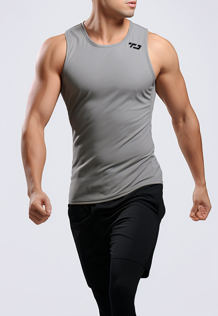 MSA39 Kaos Lari Pria Singlet Drifit "tda loog shoulder" abu muda