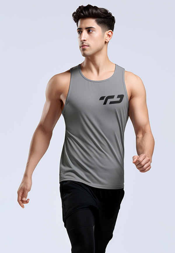 MSA40 Kaos Lari Pria Singlet Drifit "tda bold logo dakir" abu muda