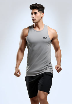 MSA42 Kaos Lari Pria Singlet Drifit "tda dakir" abu muda