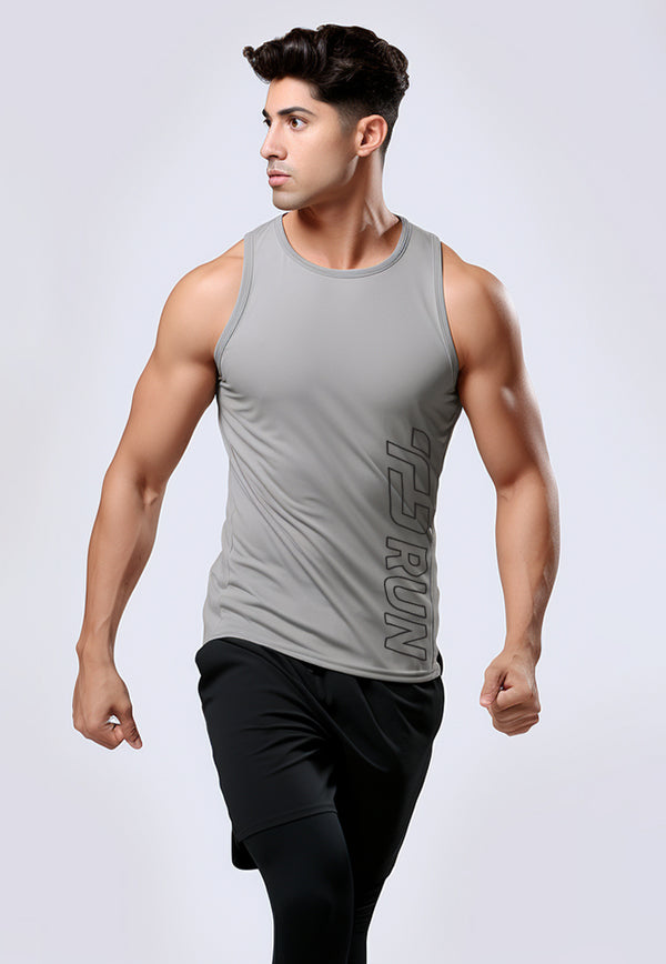 MSA44 Kaos Lari Pria Singlet Drifit "tdrun ver outline" abu muda