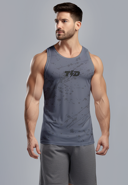 MSA47 Muscle Tank Top Pria Gym Lari Crossfit SuperAirDry Lite Splat Charcoal