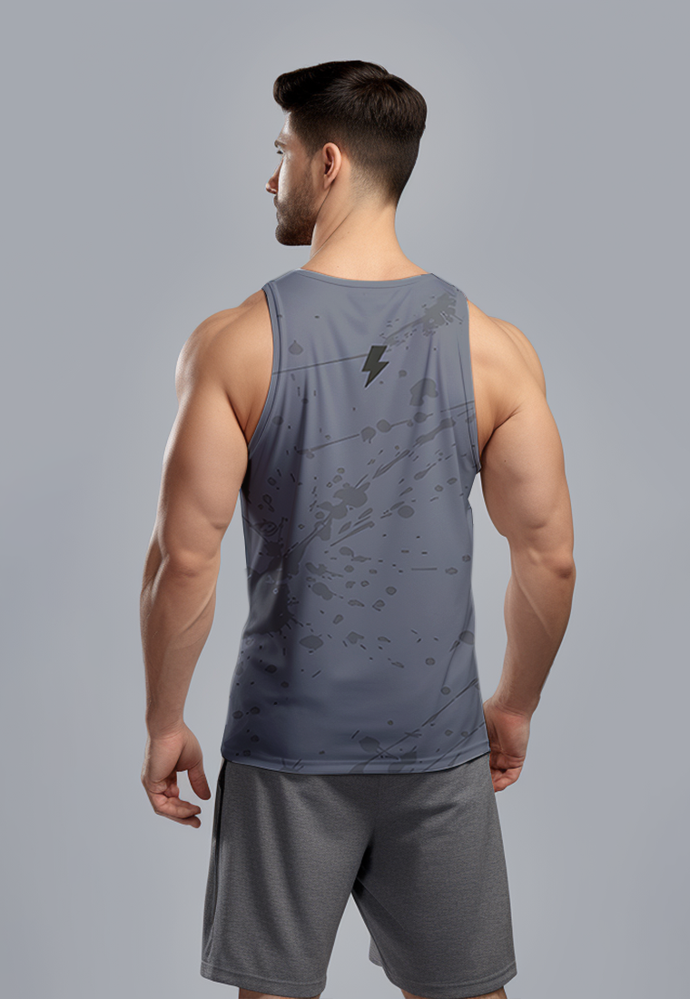 MSA47 Muscle Tank Top Pria Gym Lari Crossfit SuperAirDry Lite Splat Charcoal