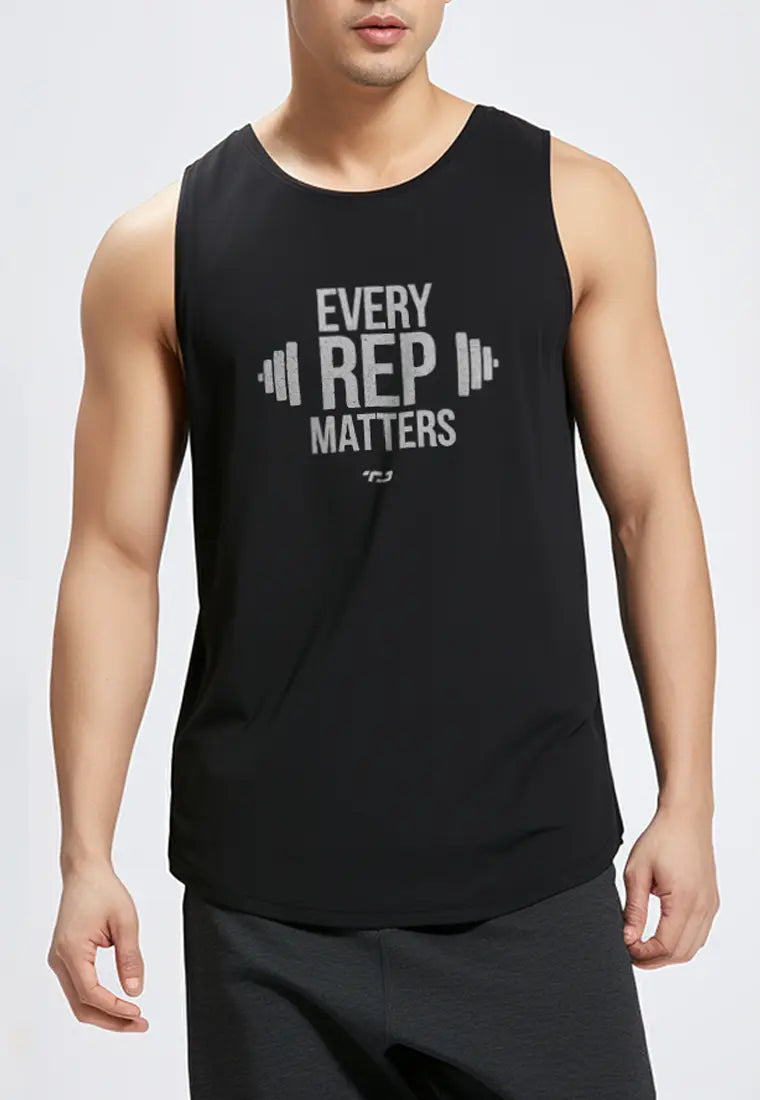 MSA50 kaos olahraga kutang tank top drifit "every rep matters" hitam