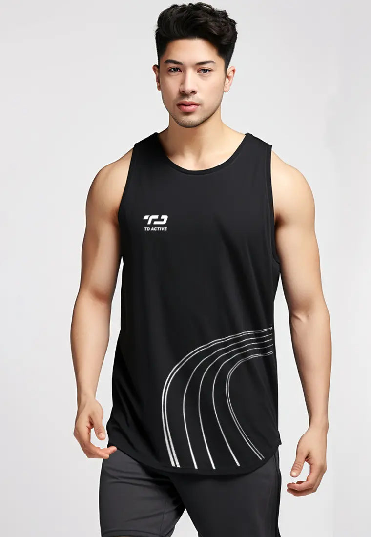 MSA51 Kaos Lari Gym Kutung Sleeveless Kutang Tank top drifit hitam 