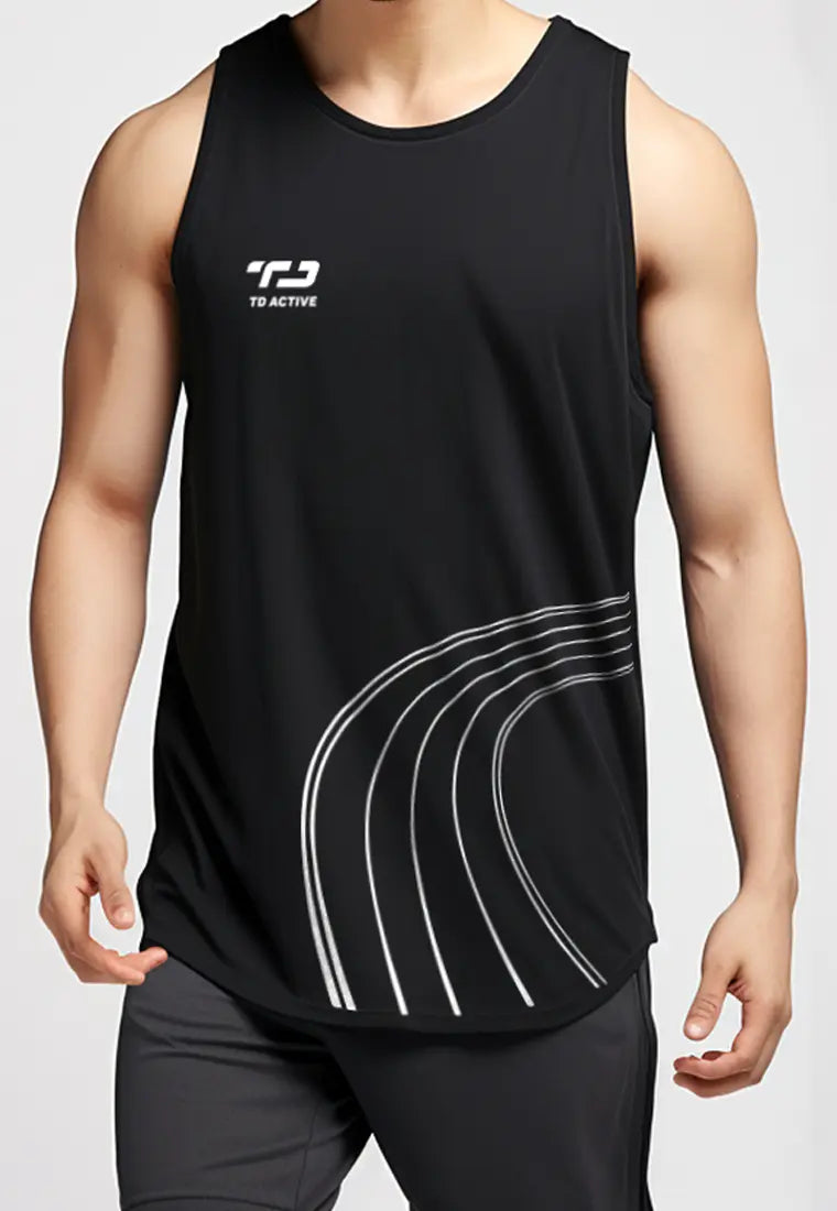 MSA51 Kaos Lari Gym Kutung Sleeveless Kutang Tank top drifit hitam 