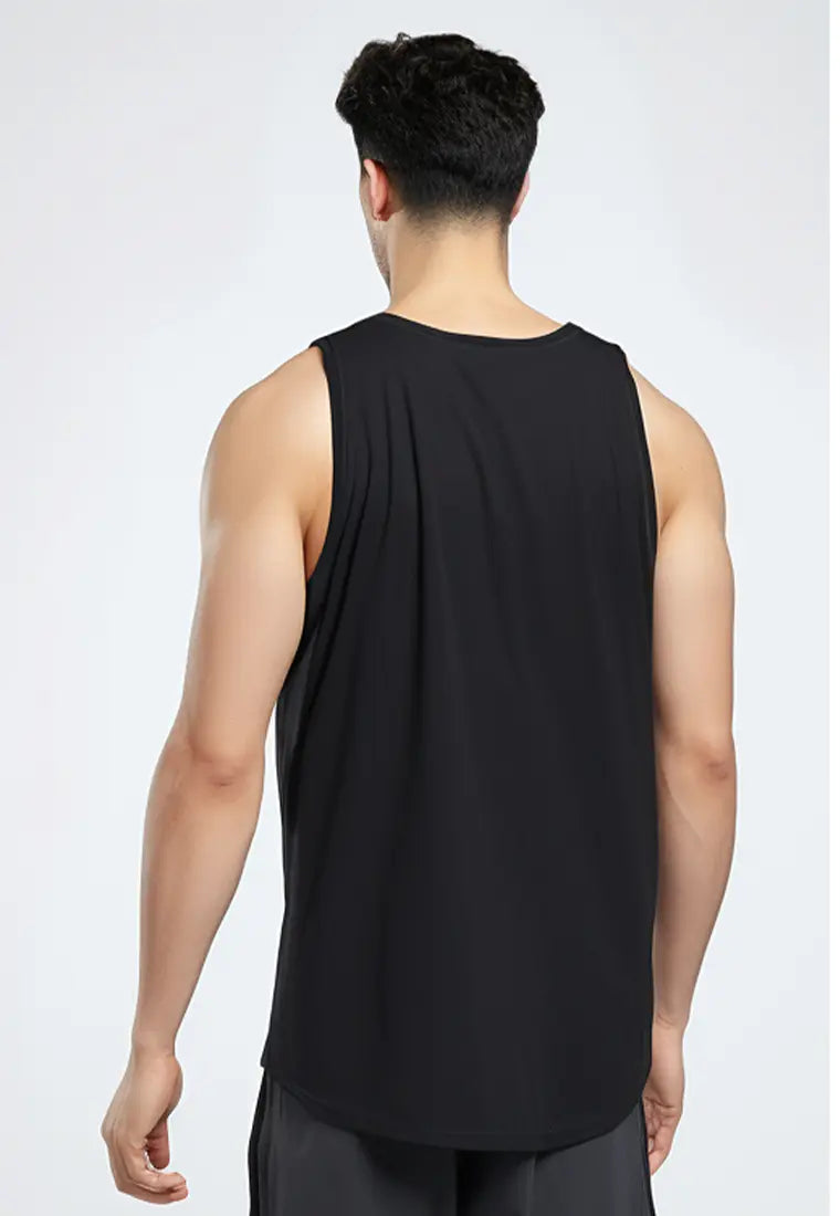 MSA51 Kaos Lari Gym Kutung Sleeveless Kutang Tank top drifit hitam 