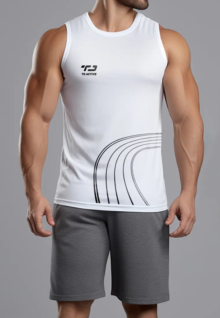 MSA52 Kaos Lari Gym Kutung Sleeveless Kutang Tank top drifit hitam 