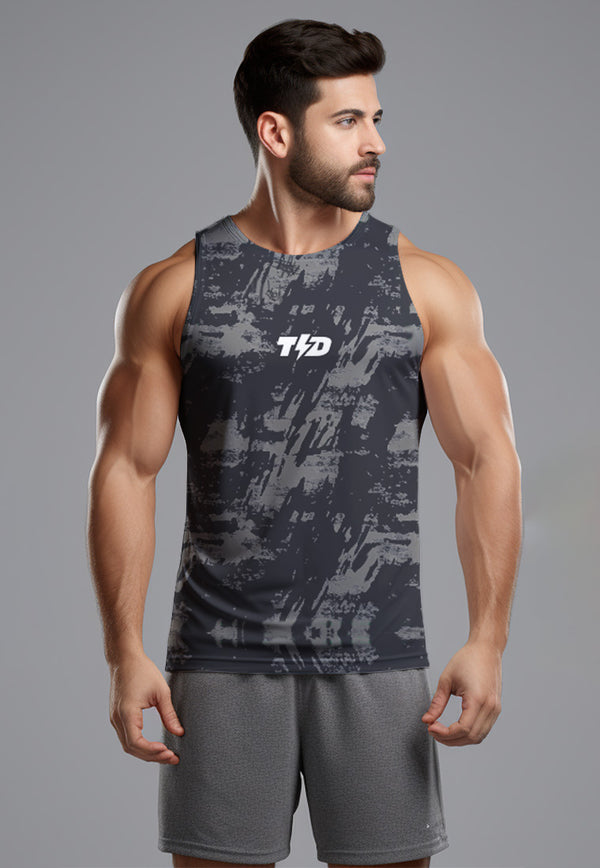 MSA55 Singlet running pria /Tanktop Gym/Lifting Td Bolt Superairdrylite cepat kering "Brush Abstract" grey