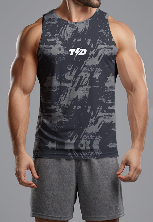 MSA55 Singlet running pria /Tanktop Gym/Lifting Td Bolt Superairdrylite cepat kering "Brush Abstract" grey