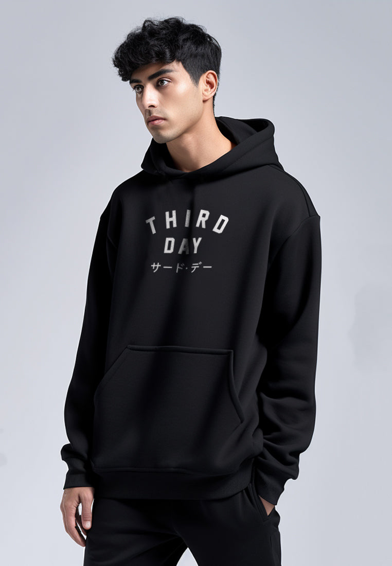 MT672M Men Hoodie Trdday Simple Hitam