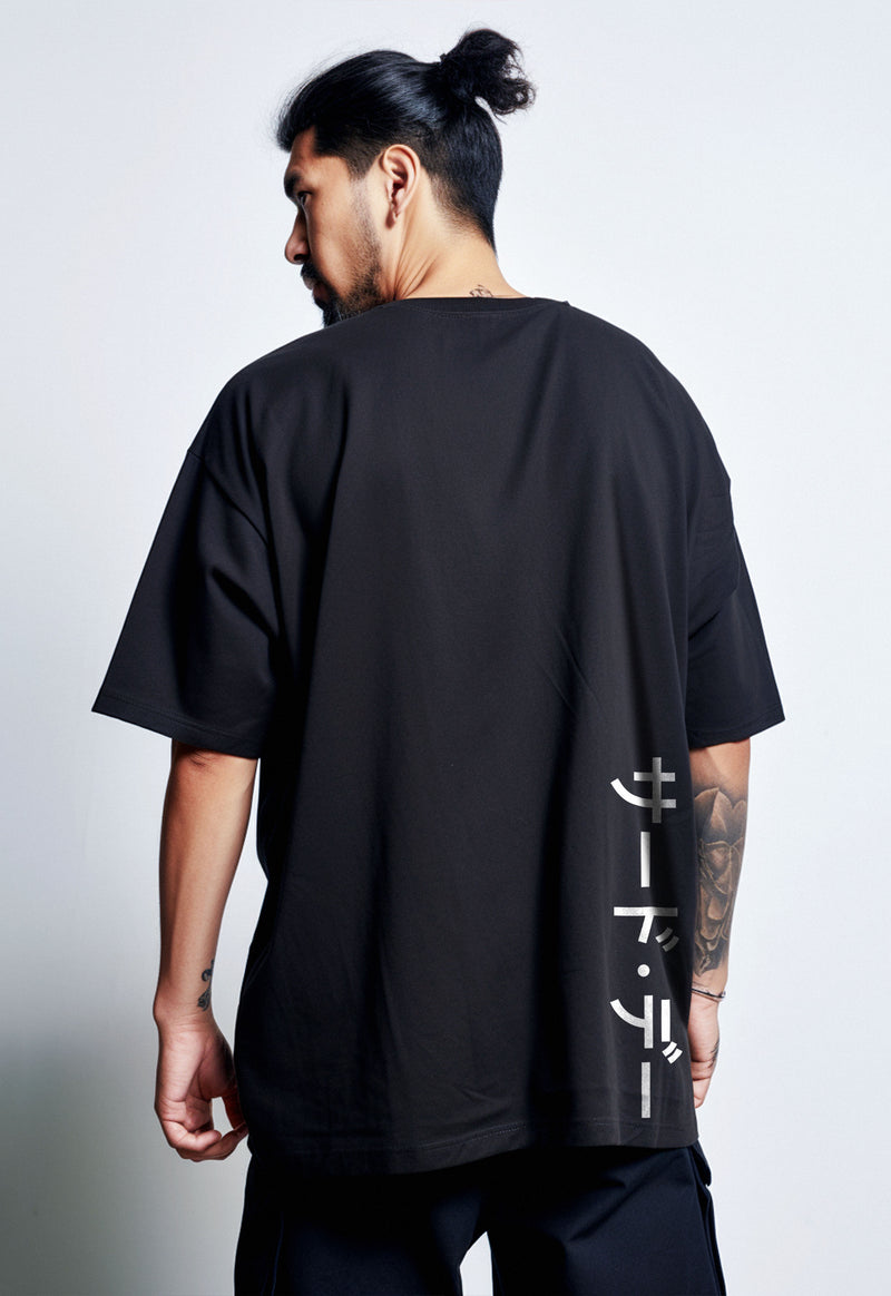 Third Day MTJ31 Kaos Oversize Distro Pria Thirdday Katakana Waist Vertikal Back Hitam