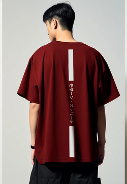 Third Day MTM14 kaos oversize tebal scuba thirdday osaka katakana back vertikal maroon