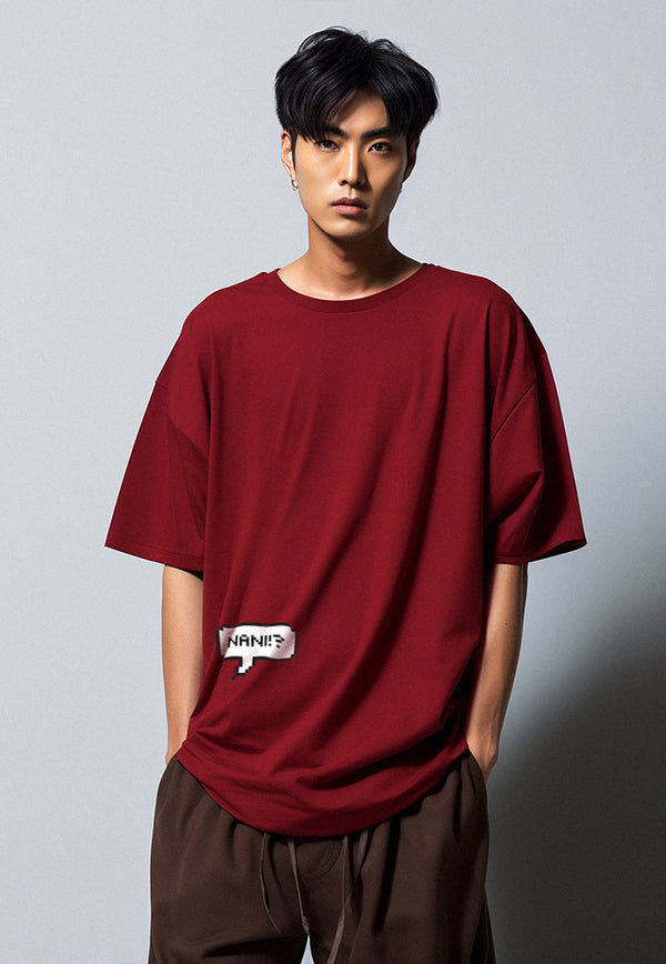 Third Day MTM59 kaos oversize tebal scuba komik anime jepang NANI maroon