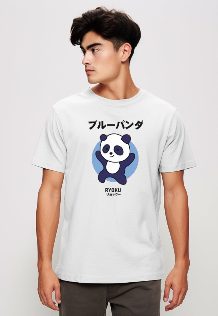 Third Day MTM71 kaos anime panda tulisan jepang pria instacool putih