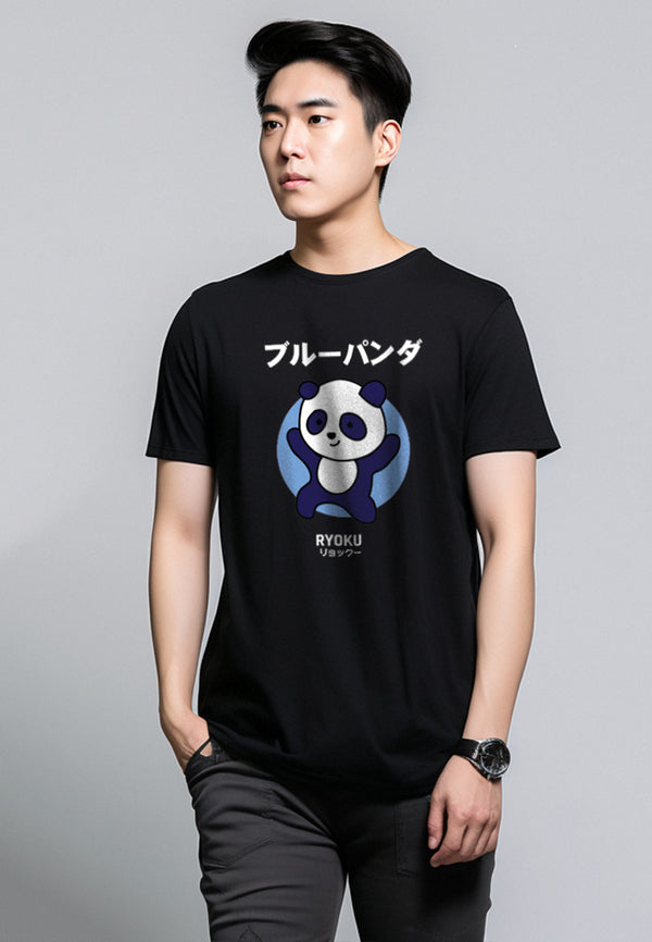 Third Day MTM77 kaos anime panda tulisan jepang pria instacool hitam