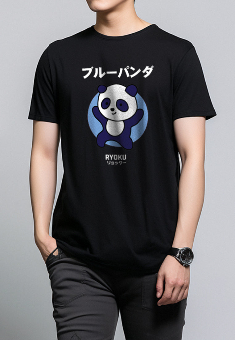 Third Day MTM77 kaos anime panda tulisan jepang pria instacool hitam