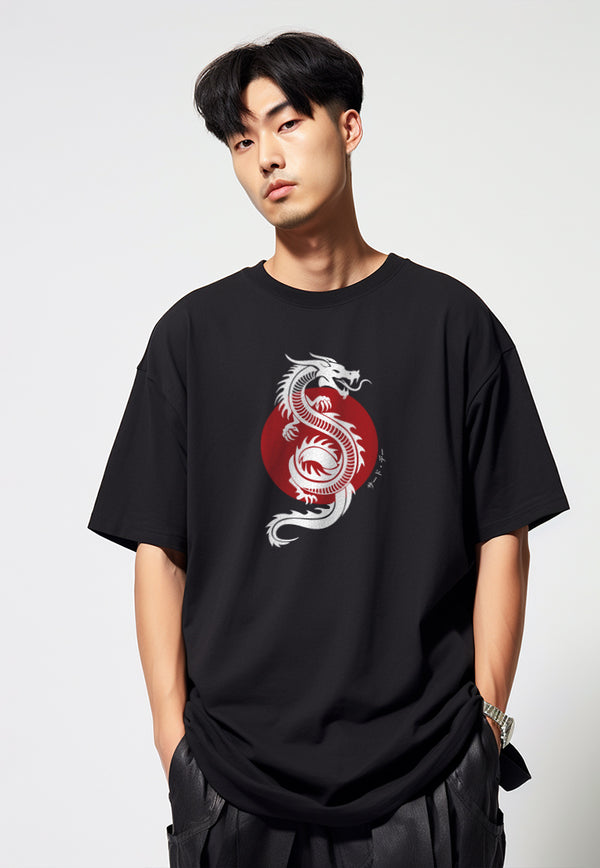 Third Day MTM89 kaos oversize tebal scuba dragon putih jepang naga hitam