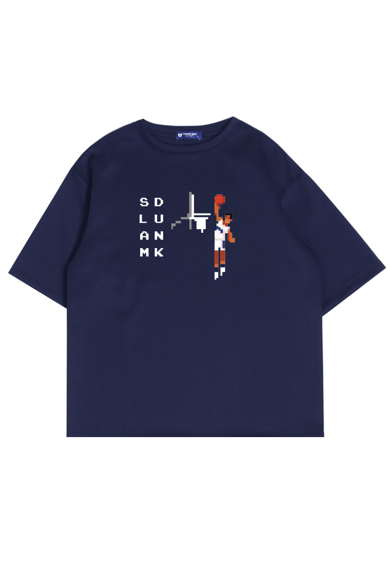 MTO56 kaos oversize basket basketball slam dunk bahan tebal scuba distro cowok pria navy