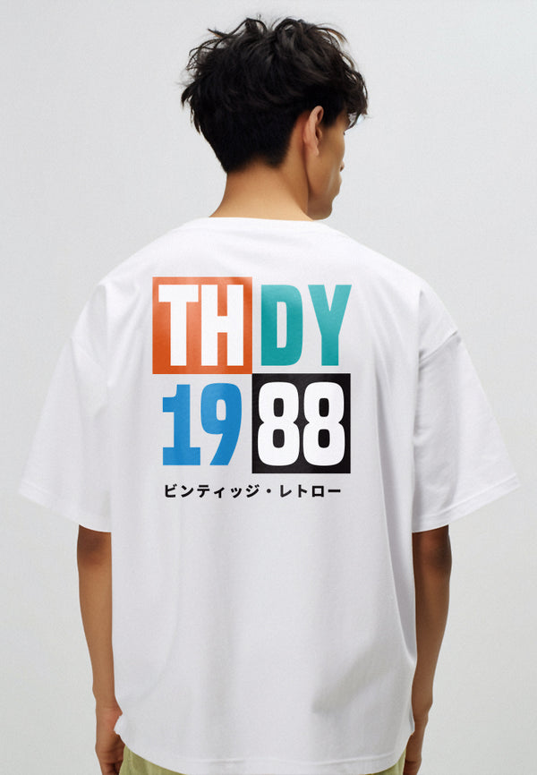 MTP89 kaos oversize retro vintage jadul gambar belakang bahan tebal scuba "thdy 1988" putih