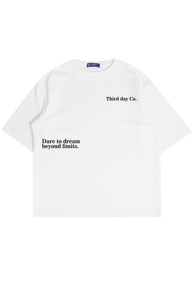 MTQ56 kaos oversize bahan tebal scuba pria distro aesthetic tulisan simpel "dare to dream" putih