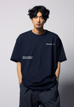 MTQ57 kaos oversize bahan tebal scuba pria distro aesthetic tulisan simpel "dare to dream" navy