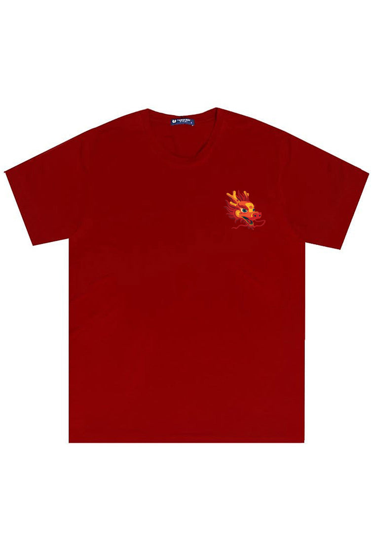 MTQ73 kaos pria imlek sincia distro instacool "dragon dakir" merah maroon