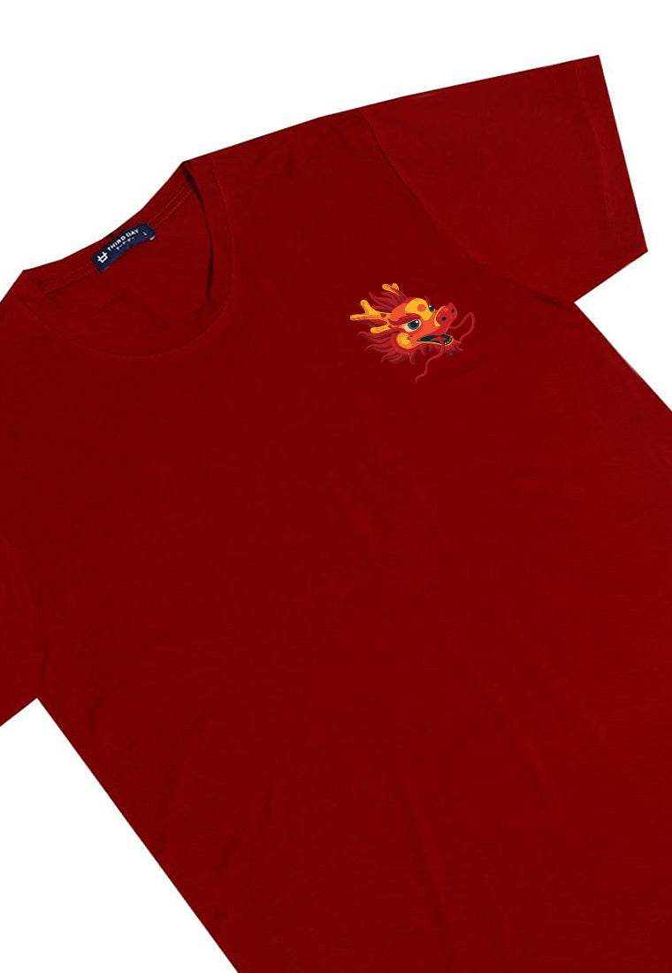 MTQ73 kaos pria imlek sincia distro instacool "dragon dakir" merah maroon