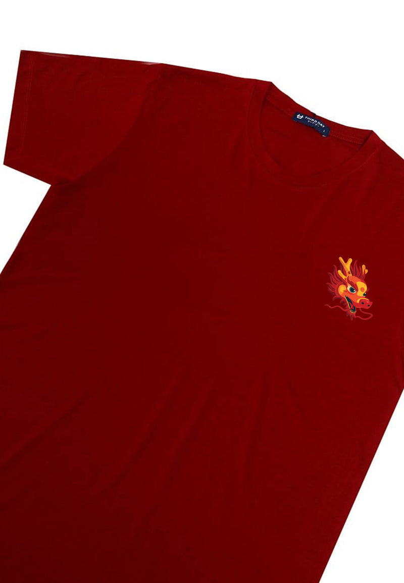 MTQ73 kaos pria imlek sincia distro instacool "dragon dakir" merah maroon