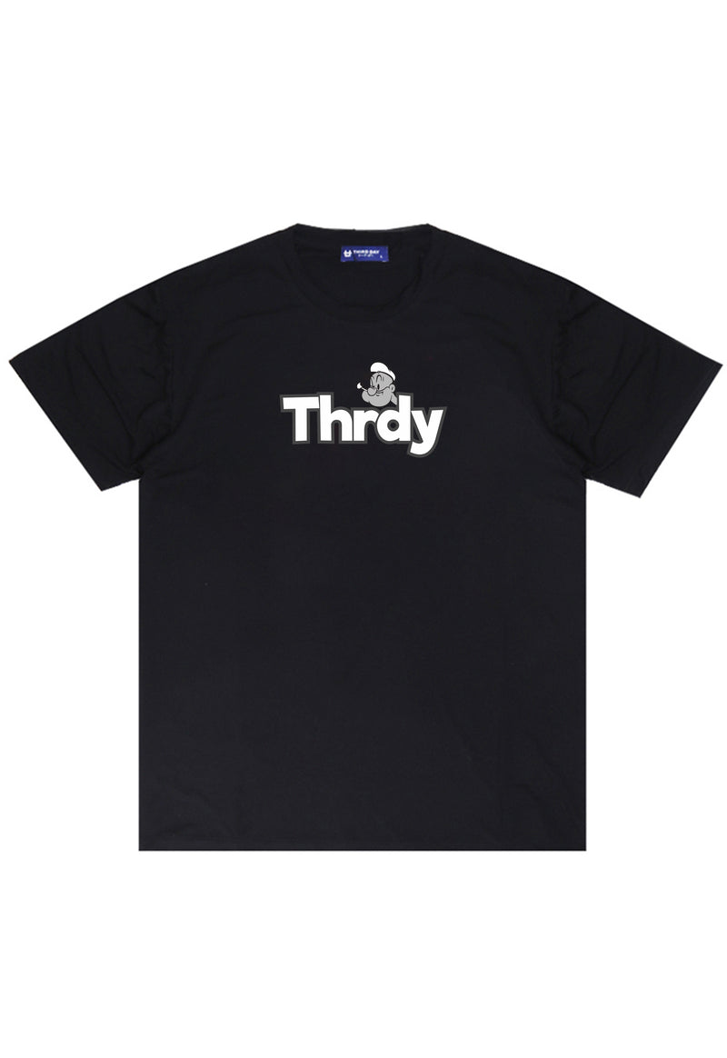 MTQ82 kaos regular fit pria distro tangan pendek "sailor thrdy" hitam