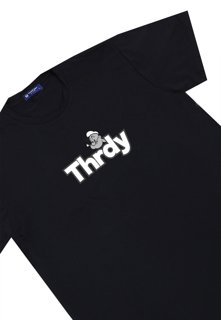 MTQ82 kaos regular fit pria distro tangan pendek "sailor thrdy" hitam