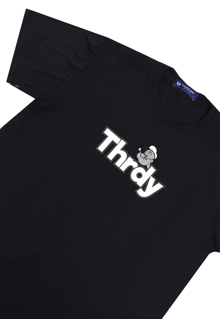 MTQ82 kaos regular fit pria distro tangan pendek "sailor thrdy" hitam