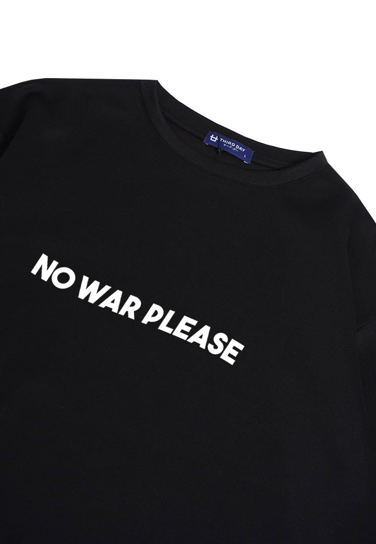 MTQ83 kaos oversize bahan scuba tebal unisex "no war please" hitam