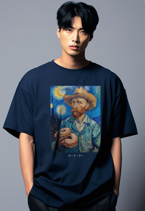 MTQ98 kaos oversize vintage painting bahan tebal scuba "the farmer" navy