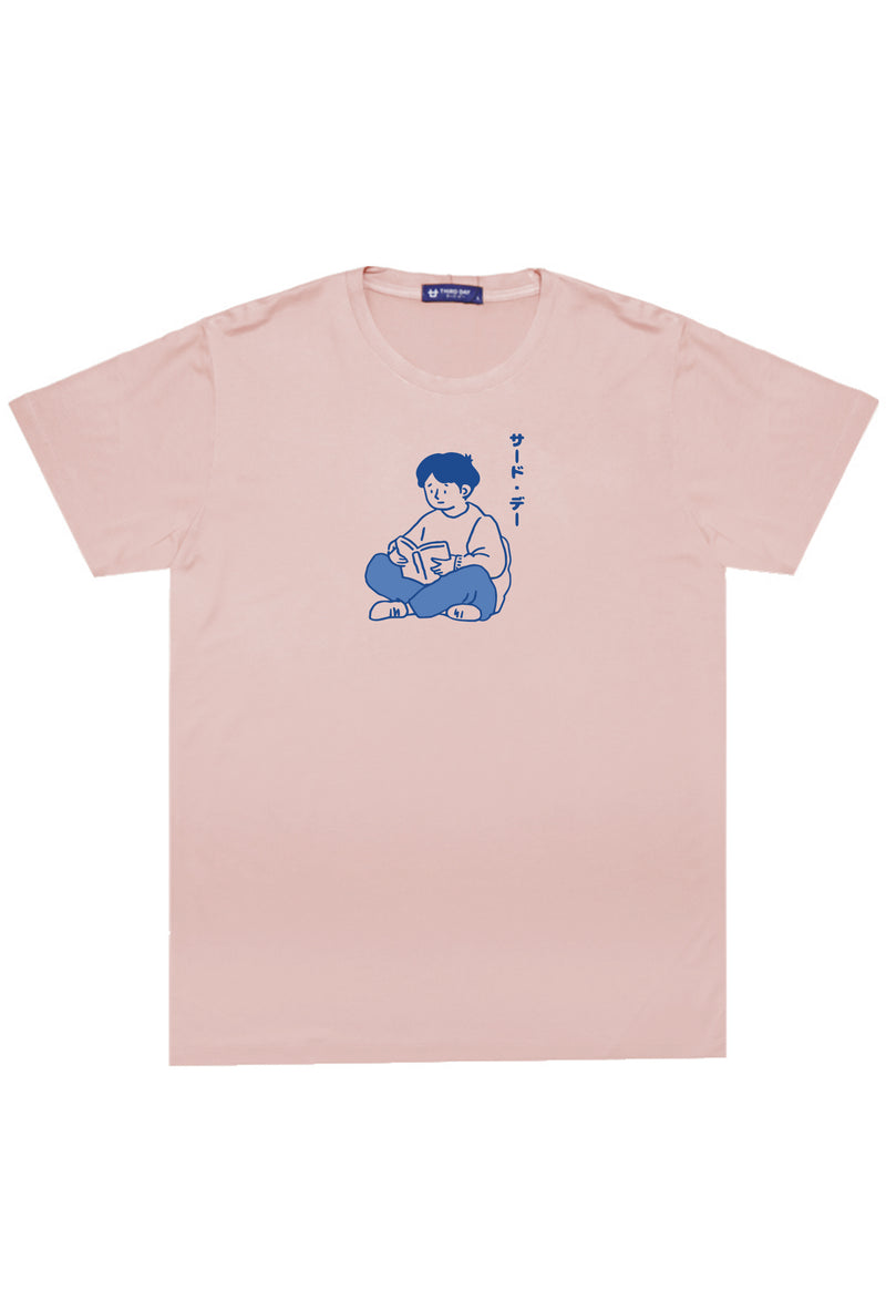 MTR67 Kaos Distro Gambar Kartun Jepang Aesthetic Instacool "casual reader" pink