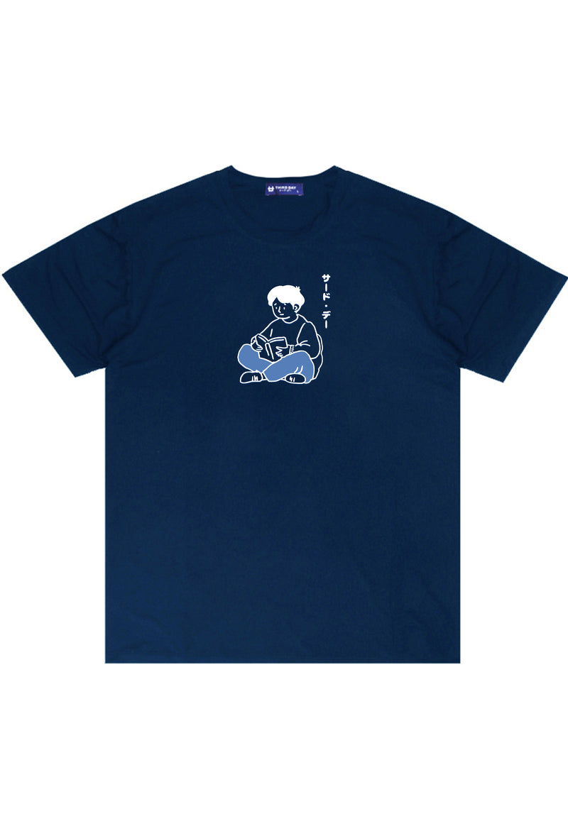 MTR68 Kaos Distro Gambar Kartun Jepang Aesthetic Instacool "casual reader" navy