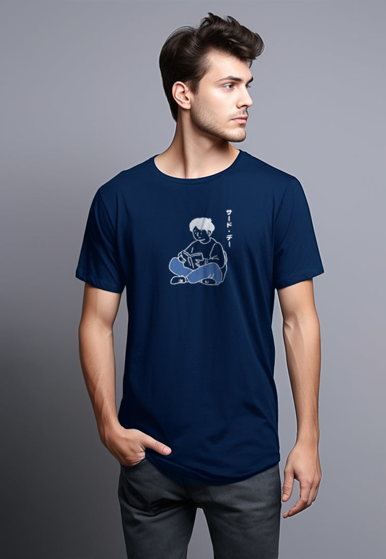 MTR68 Kaos Distro Gambar Kartun Jepang Aesthetic Instacool "casual reader" navy