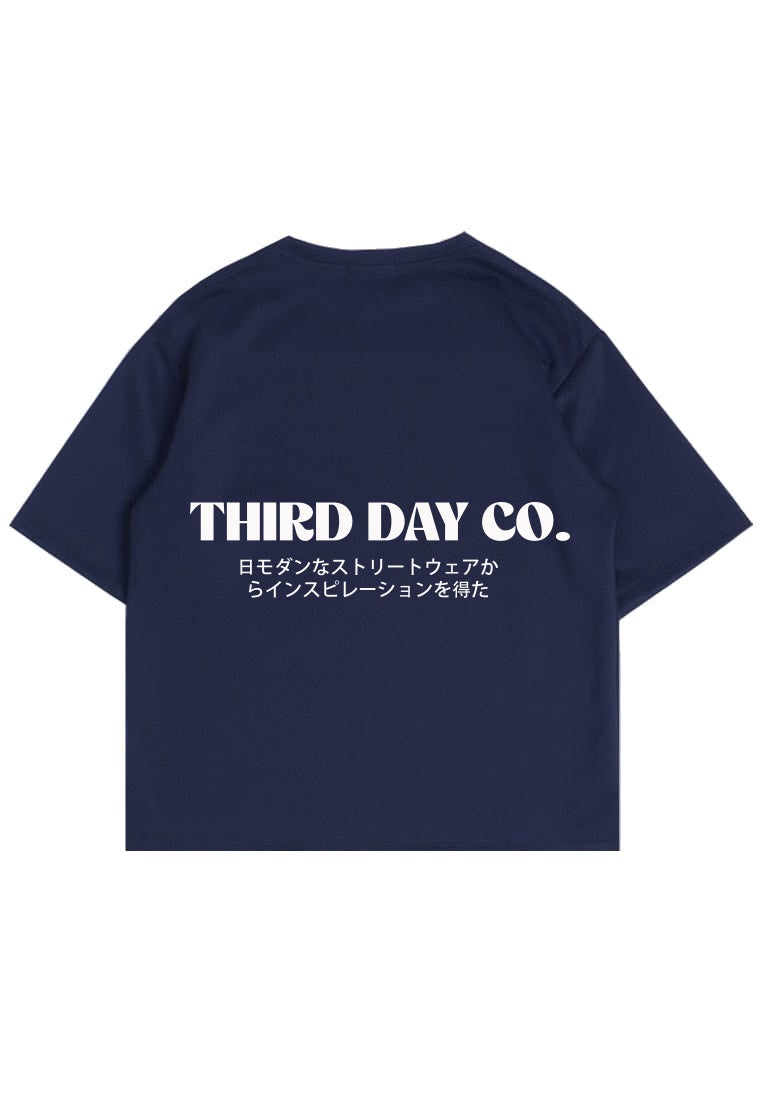 MTR80 Kaos Oversize Gambar Belakang "thirdday inspired" Bahan Tebal Scuba Navy