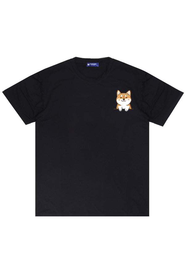 MTR84 Kaos Couple Pria Tangan Pendek Gambar Anjing "Pocket Dogs" Instacool Hitam