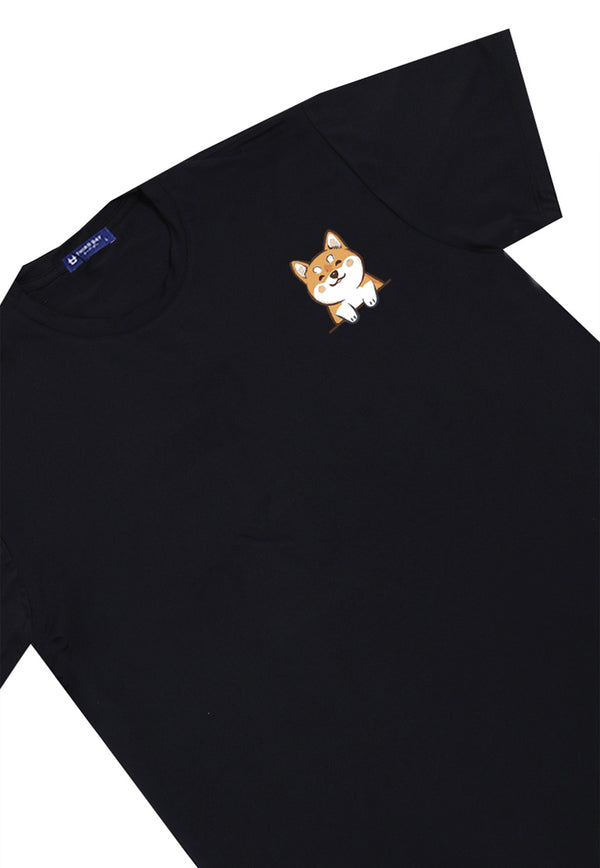 MTR84 Kaos Couple Pria Tangan Pendek Gambar Anjing "Pocket Dogs" Instacool Hitam